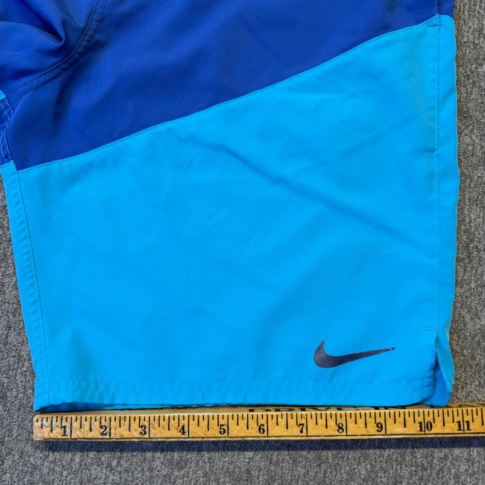 Nike Mens Blue Colorblock Swim Trunks Board Shorts Medium Navy Aqua 1052